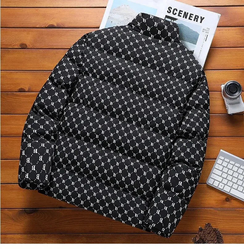 Autumn/Winter Fashion Trend Printed Large Size Coat Men's Casual Relaxed Comfortable High Quality Cotton-Padded Jacket