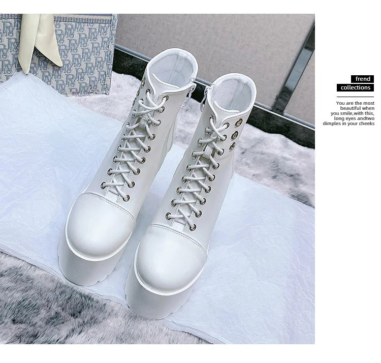 Female Boots Boots For Women Autumn Platform White Black Chunky Super High Heels Ankle High Quality Shoes Woman 2023 Brand New