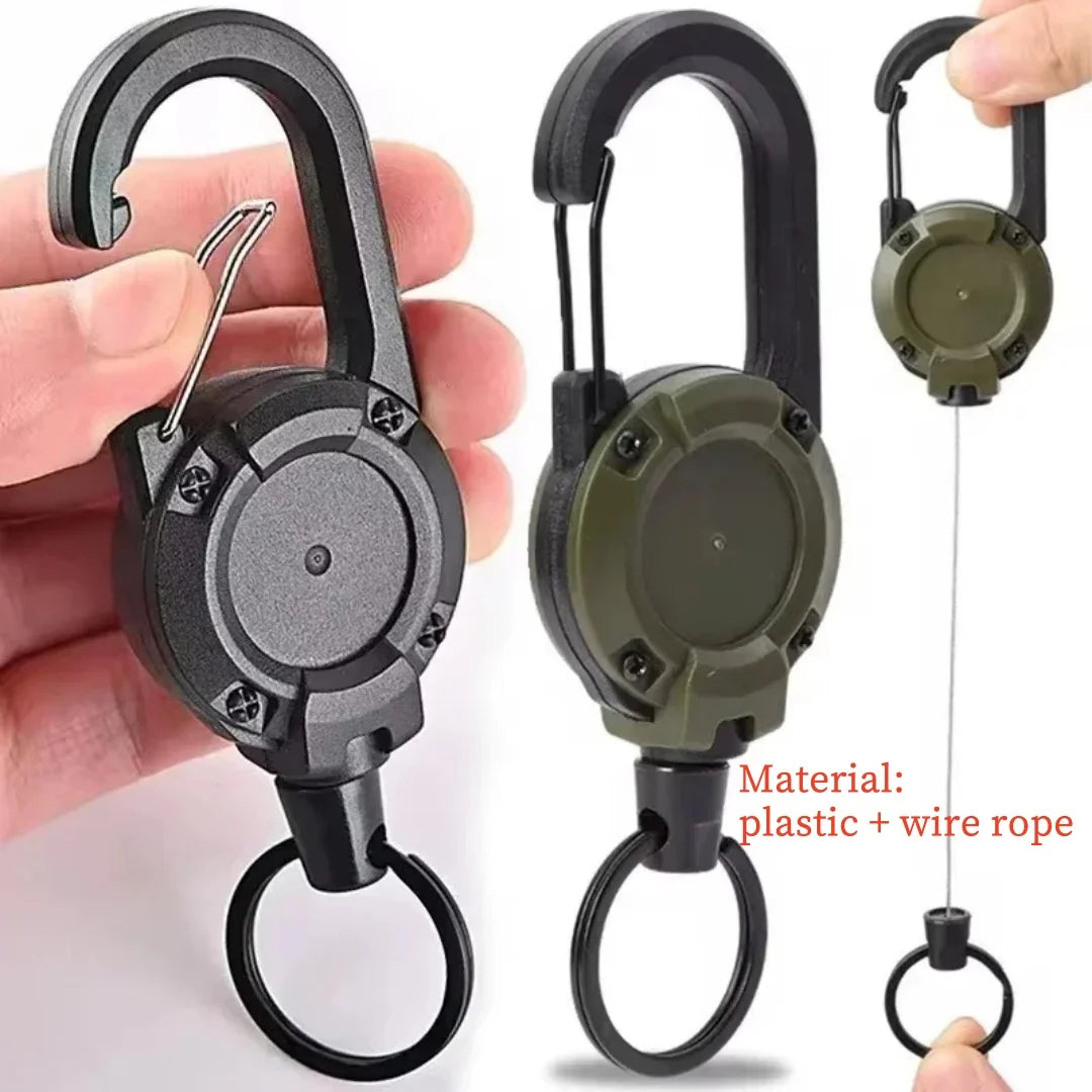 Anti Lost Sporty Retractable Elastic Keychain Automatic Retractable Wire Rope Antitheft Easy-to-pull Buckle Rope Key Ring