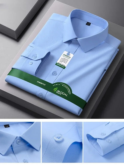New Quality Anti-Wrinkle Men Shirt Long Sleeves Dress Shirts For Men Slim Fit Camisa Social Business Office White Shirt 5XL