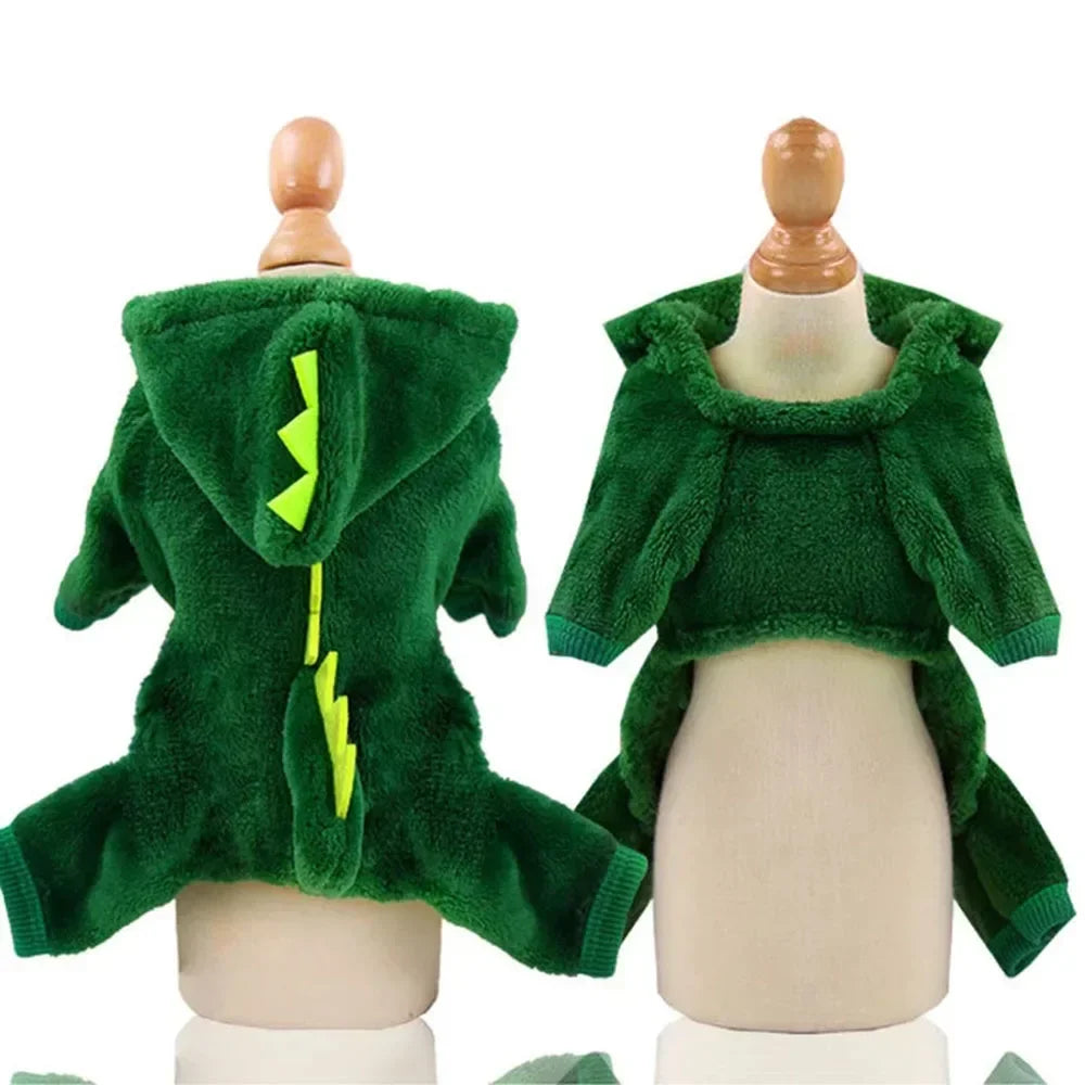 Pet Dog Halloween Costume Dog Clothes for Small Dogs Funny Dinosaur Cosplay Costume Winter Warm Cat Coat Fleece Hoodies Sweater