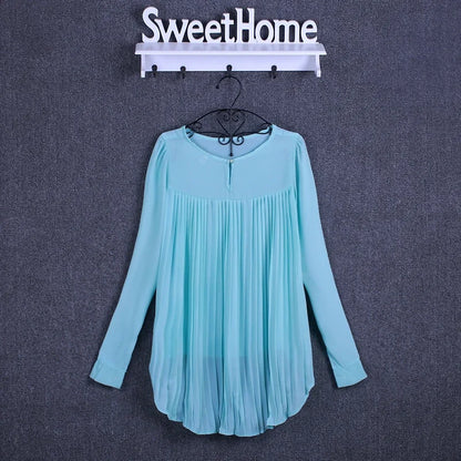Women blouse long-sleeved V-neck elegant ladies chiffon shirt top fashion office work shirt Plus Size Blusas 5XL