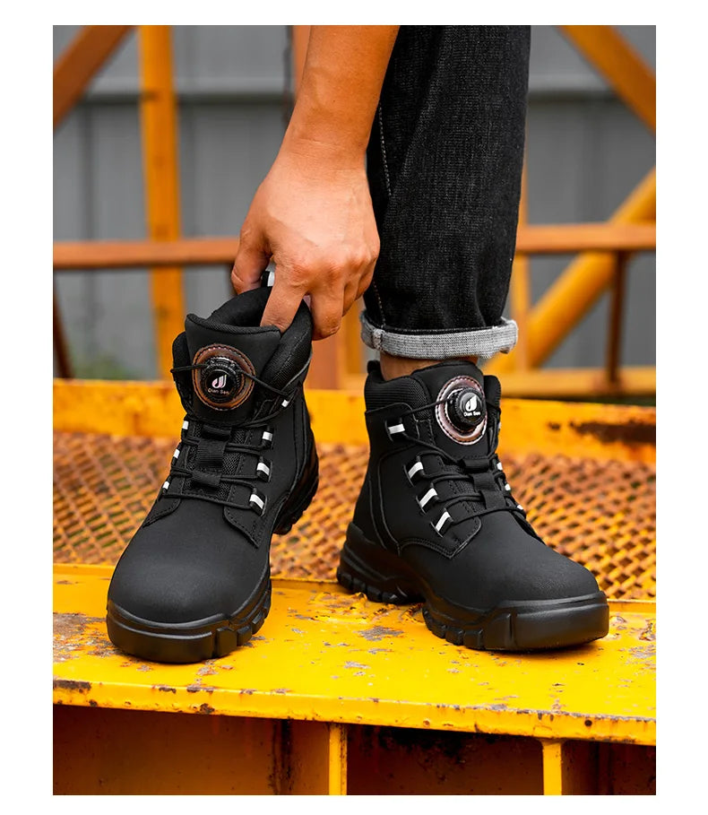 Waterproof Safety Boots Men Indestructible Steel Toe Work Boots Anti-smash Stab-resistant Safety Shoes Biker Botas Para Hombre