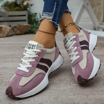 2026 Spring Retro Platform Women's Sneakers Summer Casual Patchwork Leather Sneakers Women's Outdoor Casual Comfort Shoes