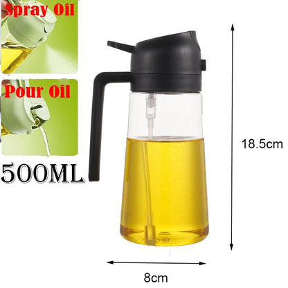 2-in-1 Kitchen Oil Sprayer and Dispenser Bottle, Plastic Oil Mister for Cooking, BBQ, Baking, Roasting and Picnic