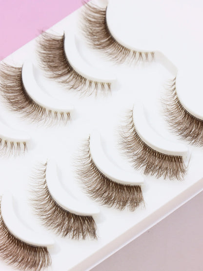 Christmas new 5 Pairs Brown Lashes 3D Mink  Natural Long False Eyelashes Dramatic Volume Fake Lashes Makeup Eyelash Extension