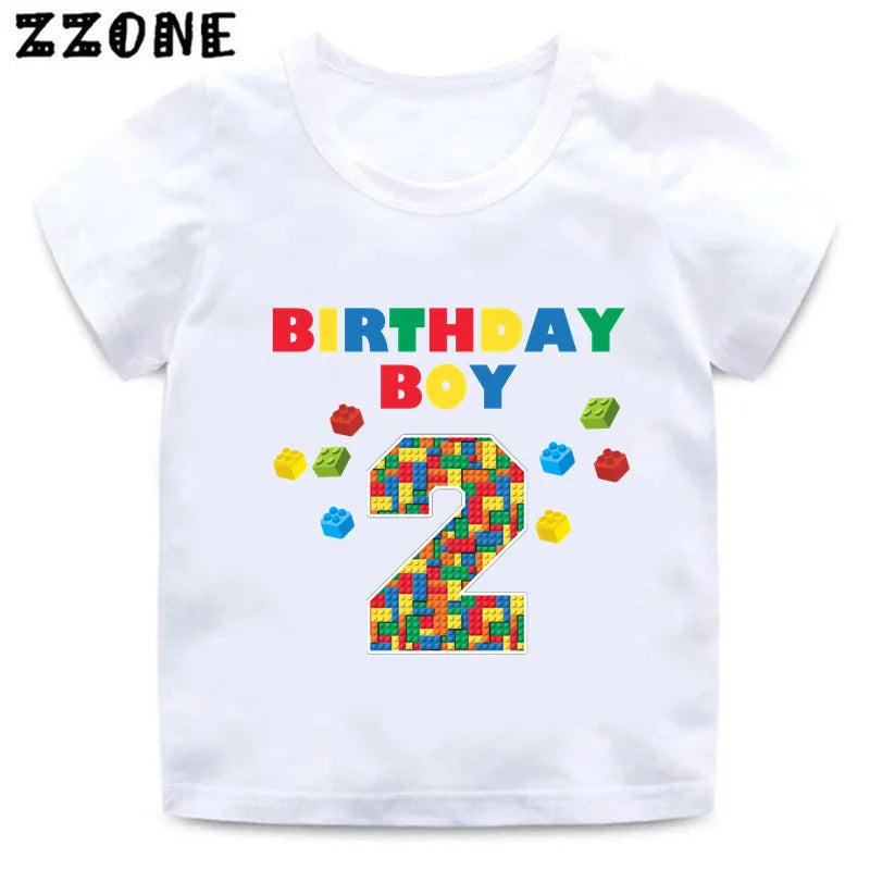 Master Builder Blocks Building Print Funny Boys Clothes 1 2 3 4 5 6 7 8 9 Years Happy Birthday Kids T shirt Baby Girls T-Shirts