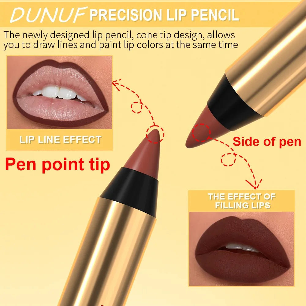 Rich Color Non-stick Lipstick Pencil Long-lasting Matte Lip Liner Crayon Red Tint Brown Lipliner Makeup Easy To Apply Cosmetics