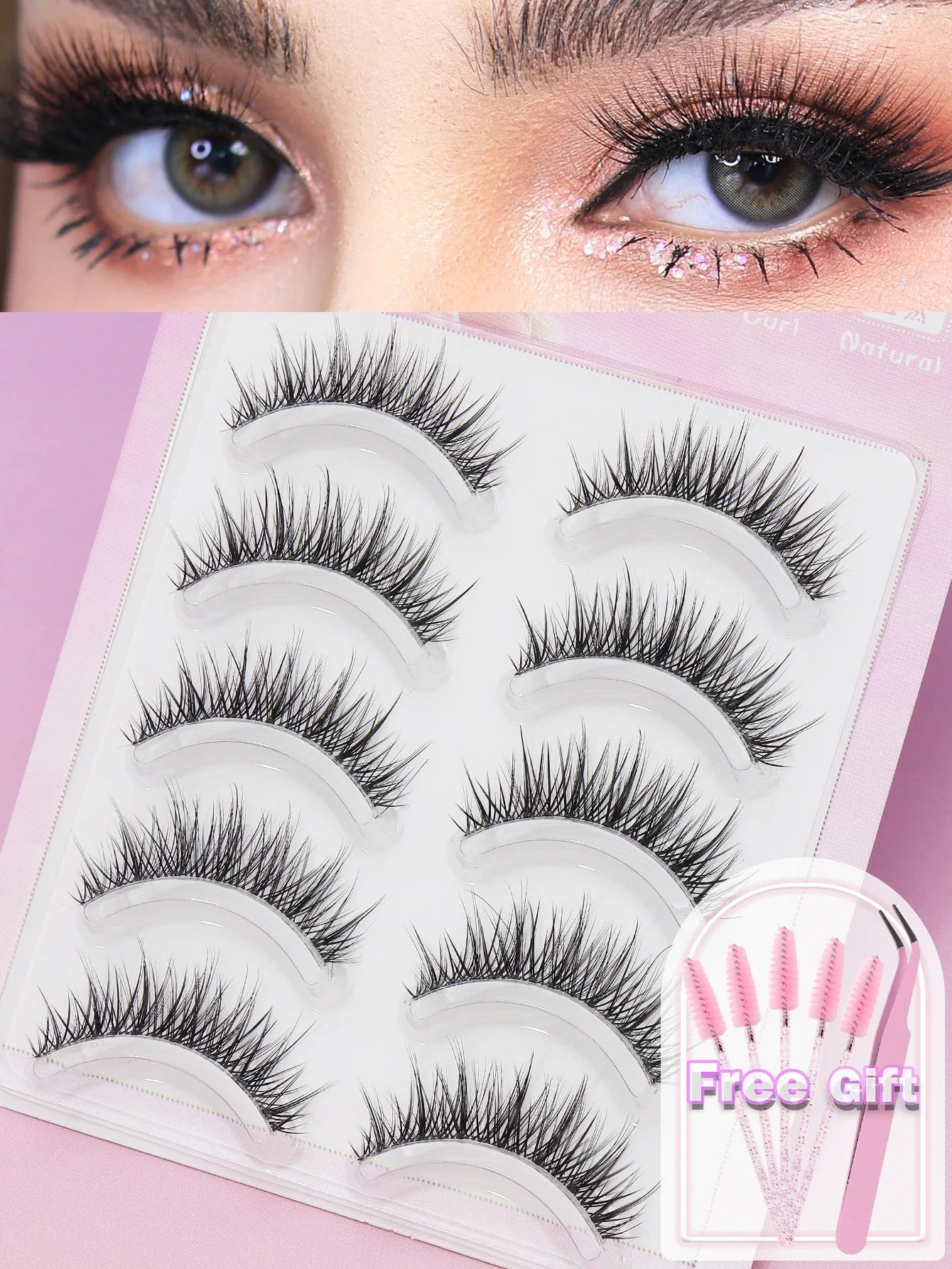 C curl 5Pairs brown style Eyelash Extension Winged Individual Lashes Natural Segmented Eyelash Bundles Makeup Tools