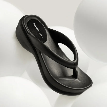 Summer 6CM Women Fashion High Heeled Slippers Female Indoor Casual Wedges Flip Flops Girls Outdoor Beach Thick Platform Sandals
