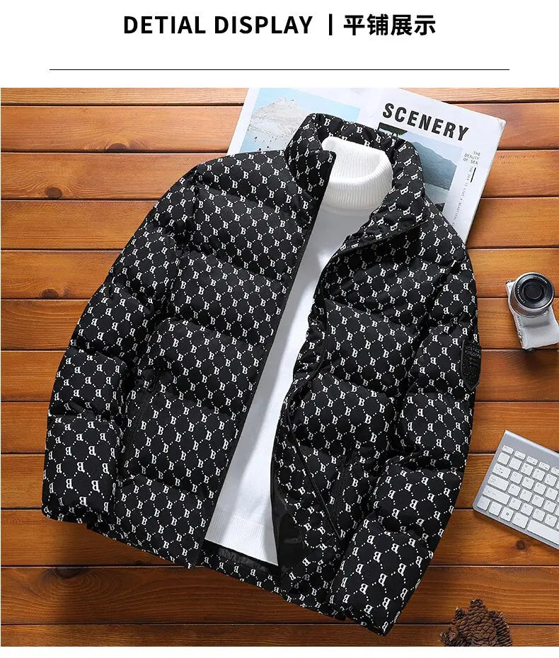 Autumn/Winter Fashion Trend Printed Large Size Coat Men's Casual Relaxed Comfortable High Quality Cotton-Padded Jacket