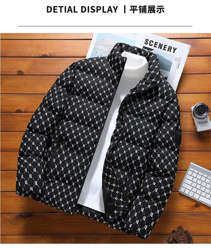 Autumn/Winter Fashion Trend Printed Large Size Coat Men's Casual Relaxed Comfortable High Quality Cotton-Padded Jacket