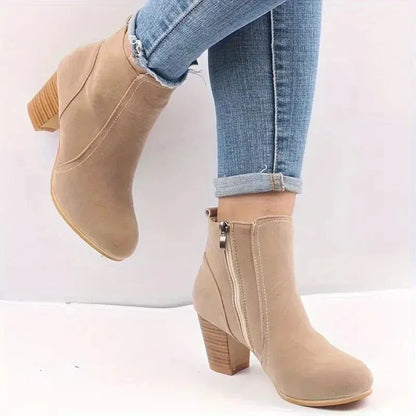 Woman Boots Autumn Winter Chunky Heels Zip Shoes for Women Luxury Fashion Chelsea Ankle Boots Women Fashion Comfortable Boots