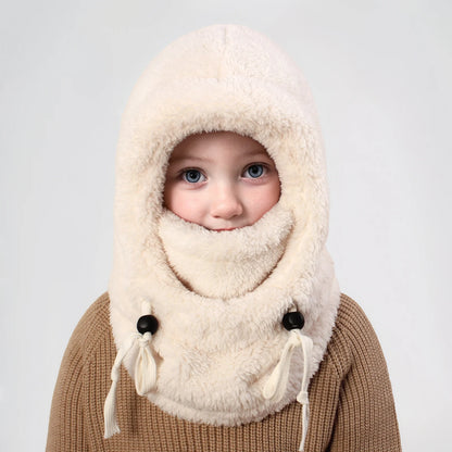4-14Y Kids' Warm Ear-Protecting Neck Warmer Hat, Thickened Winter Ski Cycling Face Mask Windproof Beanie