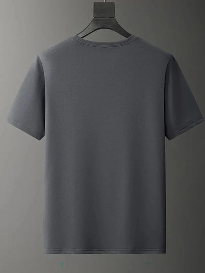 100% cotton men's casual loose T-shirt breathable and fashionable letter pattern printed short sleeved round neck top