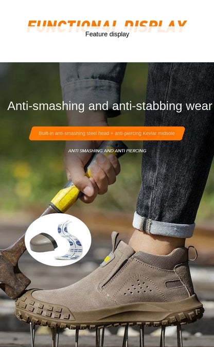 Men Safety Boots Welder Safety Shoes Anti-Smash Indestructible Safety Shoes Men Work Boots Steel Toe Security Boots Footwear