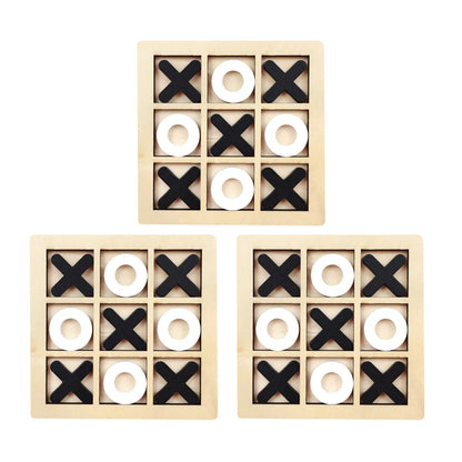 Montessori Chess Play Jigsaw Toy Game Wooden XO Tic Tac Toe Game Interaction Puzzles Training Brain Learning Early Education Toy