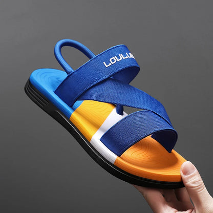 Men's Sandals, Solid Color Blocked Open Toe Breathable Slippers, Comfortable, Non-slip, Durable, Casual Shoes