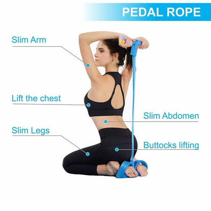 Fitness Resistance Bands-4 Tube Pedal Ankle Puller - Sit Up Leg Stretch Rope Exercise Bands , Stretching Workout Fitness Bands