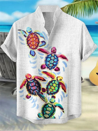 3D Men's Hawaiian Shirt Men's Linen Summer Stitching Retro Shirt Single Breasted Short Sleeved Top Camisa Hawaiana Hombre
