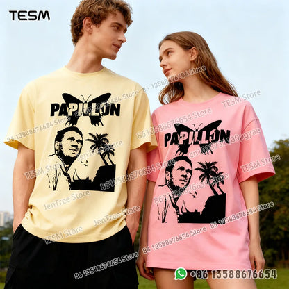TESM Men Yellow Cotton T-Shirt Men Women Summer Streetwear Fashion Short Sleeve Couple Parent-Child Casual  Cotton Tee