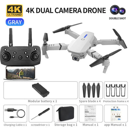 E88 ProIntelligent Folding Drone Supports single/Dual Camera Switching 4KPicture Quality+Wide-angle Shooting WiFiDirect Real-Tim