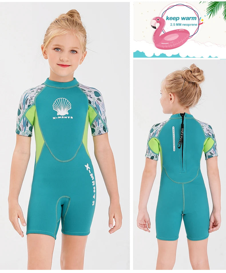 New Jellyfish Neoprene Children Diving Suit Swimwear Girls Short Surfing Swimsuit Wet Suit for Girl Bathing Suit Wetsuit