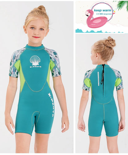 New Jellyfish Neoprene Children Diving Suit Swimwear Girls Short Surfing Swimsuit Wet Suit for Girl Bathing Suit Wetsuit