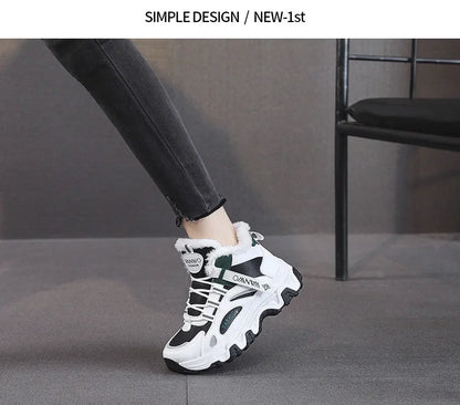 Women's Casual Sneakers Non Slip Comfortable Sports Shoes Women Winter Outdoor Vulcanized Shoes Woman Fleece Walking Trainers