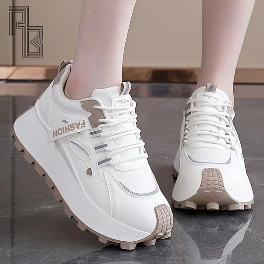 Korean Version of New Dad Shoes for Women, 2025 Spring Autumn Student Sports Running Casual Thick Soled Height Increasing Shoes