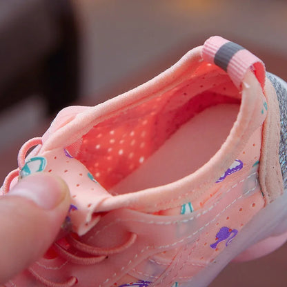 Kid Shoes Children's LED Shining Shoes 2023 Spring New Boys Sports Shoes Girls Elastic Fabric Sequins Casual Shoes Zapatillas
