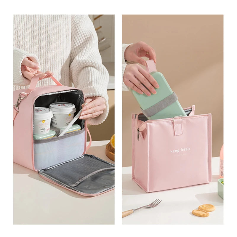 One-shoulder Bento Bag Student Lunch Box Bag Lunch Bag Office Worker Carrying Lunch Bag Thermal Insulation Bag