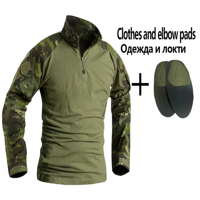 Men Tactical Suits Outdoor Paintball Clothing Uniform Shooting Combat Camouflage Shirts Cargo Knee Pads Pants