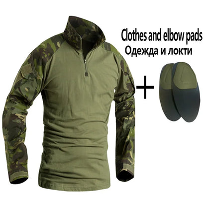Men Tactical Suits Outdoor Paintball Clothing Uniform Shooting Combat Camouflage Shirts Cargo Knee Pads Pants