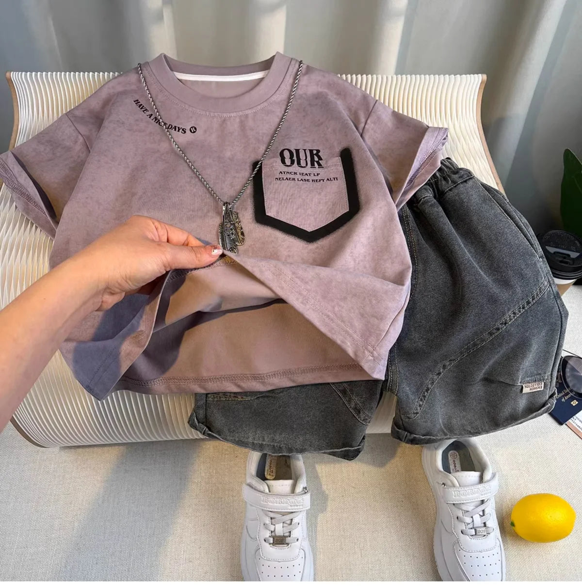 Hot Sale Fashion Baby Boy Suit Summer Clothes Short Sleeve T-shirt Short Jeans 2 Piece Set Kids Outfit 2-11Y Children's Costume