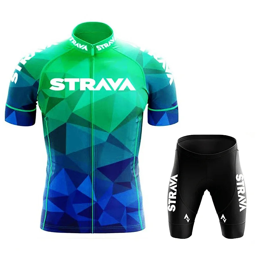 Strava Men's Cycling Outfit Bicycle Shorts Road Bike Sports Set Mountain Cycle Jersey Breathable Summer Clothing Pro Uniform