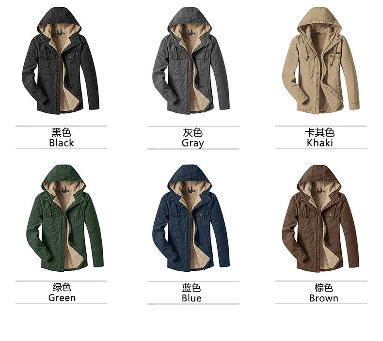 Thermal Thick Coat Parka USA SIZE Winter New Oversize Parkas Warm Korean Style Thick Men's Hooded Thick Fleece Winter Jacket