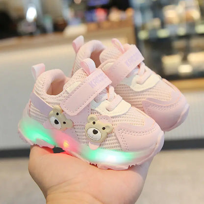 Kid Sports Shoes 2025spring New0-3y Soft Sole Baby Shoe Kid Walking Shoe Breathable Boy Shoes Anti Slip  Illuminated Gril Shoes