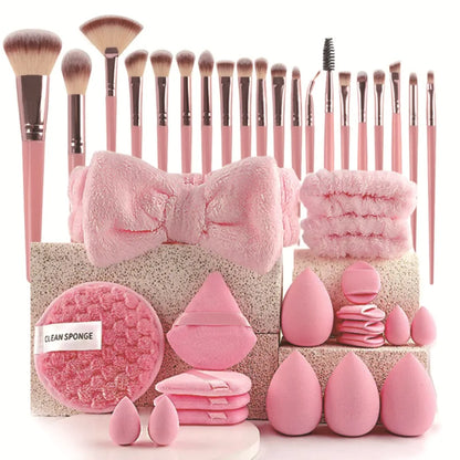 20/40Pcs Makeup Tools Kit Makeup Brushes & Headband Wristband Cleaning Tool Professional Eye Shadows Blush