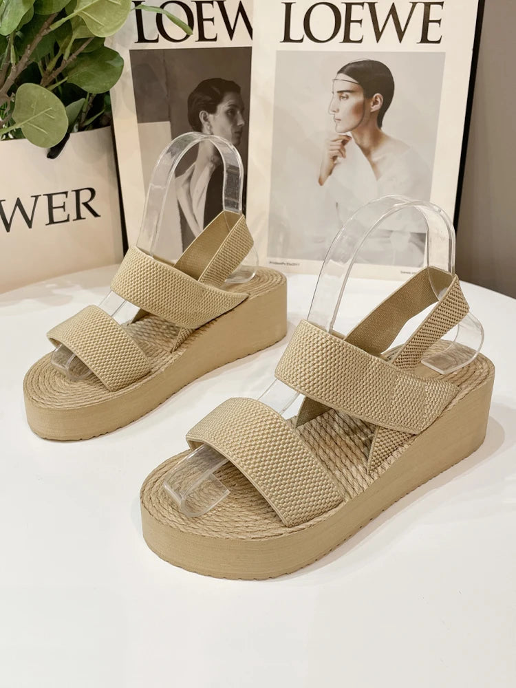 New Minimalist Slingback Wedge Sandals Outdoor Summer Lightweight Slides Solid Color Thick Bottom Ladies Shoes Female Sandals