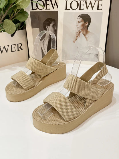 New Minimalist Slingback Wedge Sandals Outdoor Summer Lightweight Slides Solid Color Thick Bottom Ladies Shoes Female Sandals