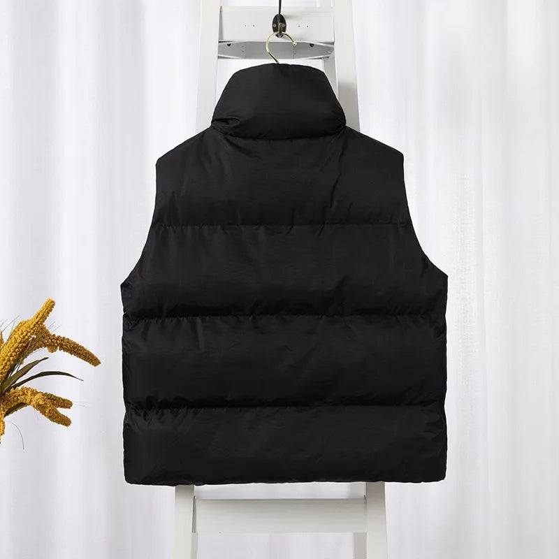 Autumn Winter Sleeveless Vest Women Keep Warm Puffer Jacket Stand Collar Harajuku Outwear Loose Fashion Padded Vest Korean Fall