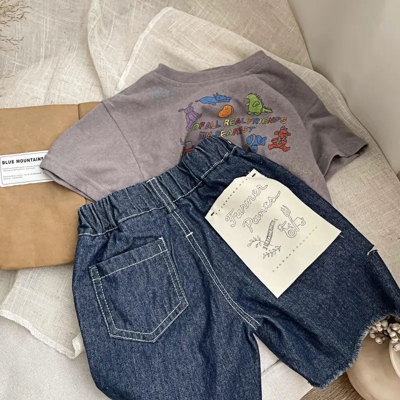 2025 Cartoon Baby T-shirts Korea Style Children's Baby Short Sleeve Printing Tees For Boys Girls
