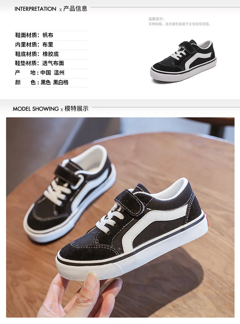 Kid's Canvas Shoes Boys Board Shoes New Net Red Low Gang Middle and Large Children Baby Girls Board Shoes Parent-Child Shoe