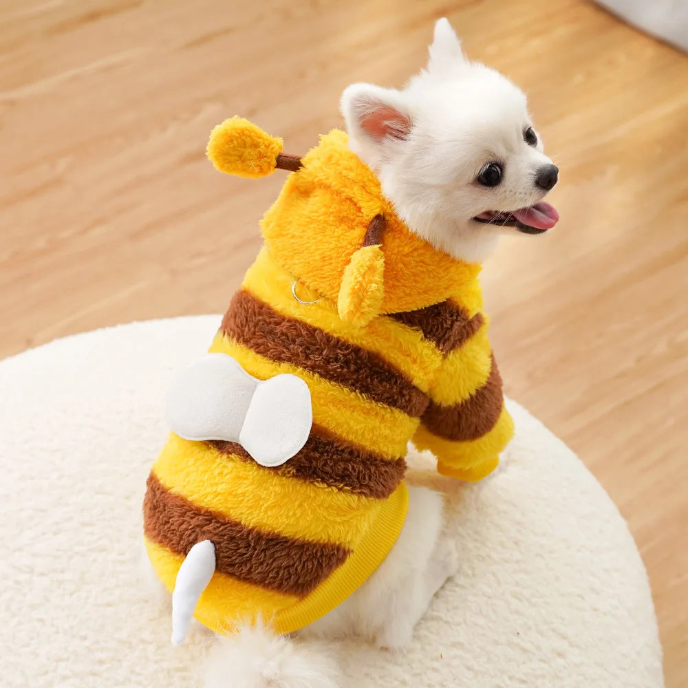Puppy Pet Clothes Bee Style Plush Costume Cat Pet Clothes Autumn Winter Plush Warm Clothing Dog Clothes For Small Dogs