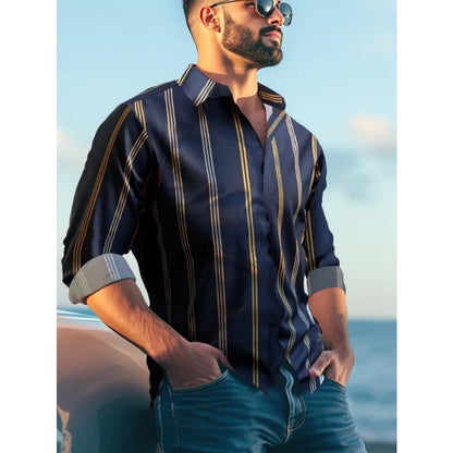2025 New Men Shirts Fashion Brand Striped Long Sleeve Smart Casual Male Business Shirts