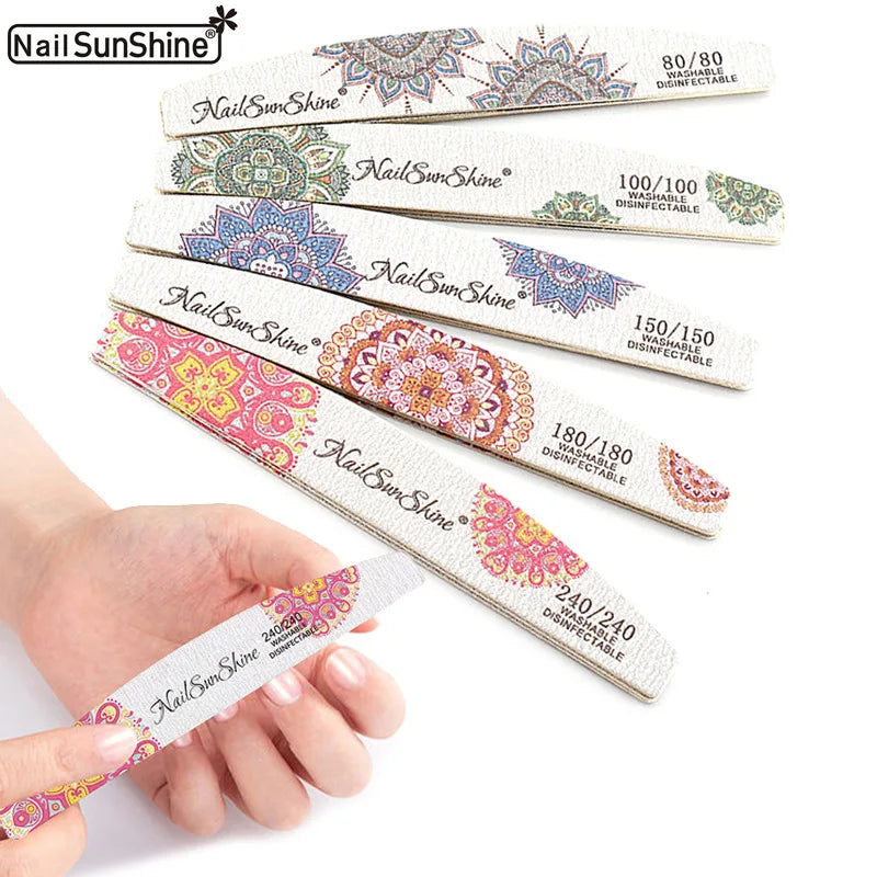 3/5pcs Lot New Nail File Flower Printed Nail Buffer Colorful Lime A Ongle 80/100/150/180/240 Professional Manicure Tools Uñas