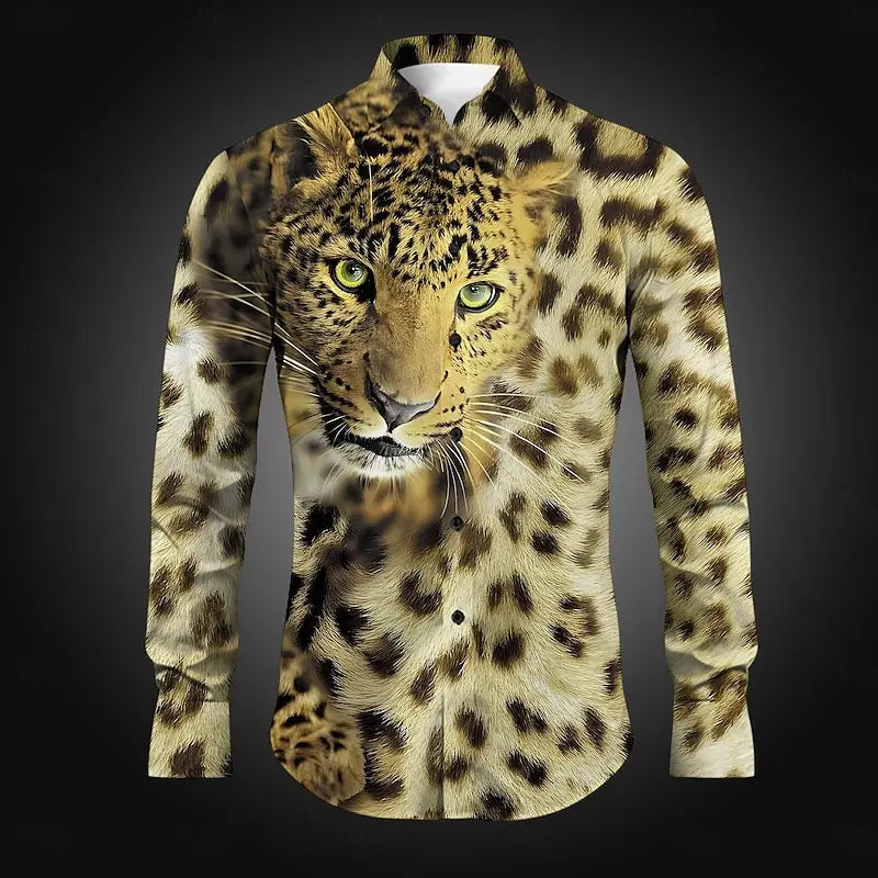 Men's leopard print button down shirt fashion casual men's leopard print new design new soft and comfortable plus size XS-6XL