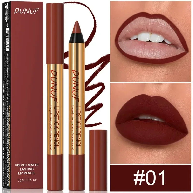 Rich Color Non-stick Lipstick Pencil Long-lasting Matte Lip Liner Crayon Red Tint Brown Lipliner Makeup Easy To Apply Cosmetics