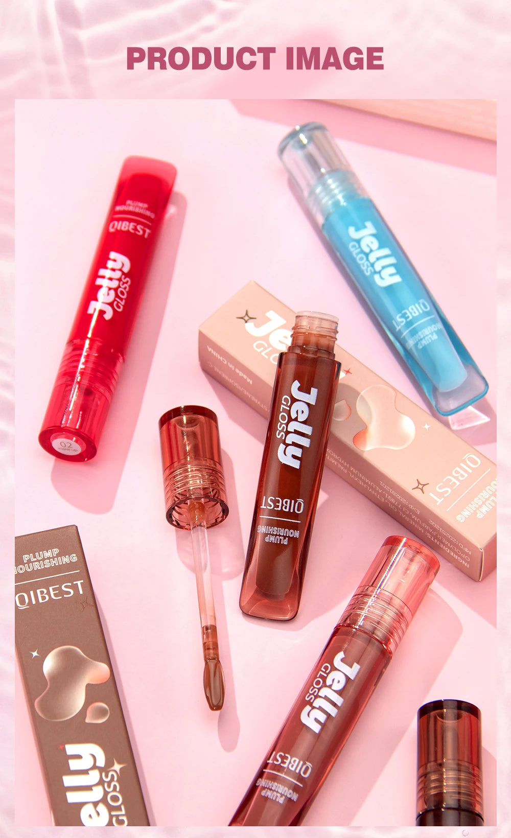 Mirror Water Light Jelly Lip Gloss Shiny Mirror Moisturizer Sexy Red Rose Liquid Lipstick Glitter Lip Oil Glass Lip Stain Makeup